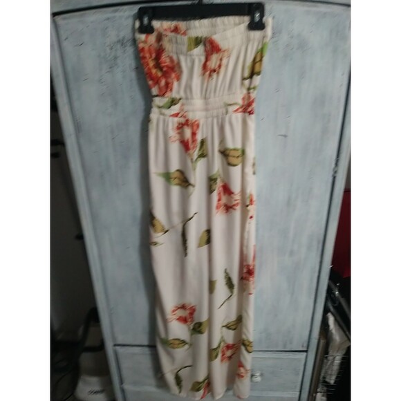 Feathers Wide Leg Floral Strapless Romper Sm Boho Feminine Cottage Core Beachy - Picture 5 of 9